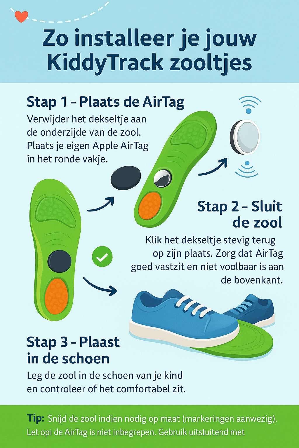 KiddyTrack® – Comfortzooltjes met AirTag-houder voor kinderen