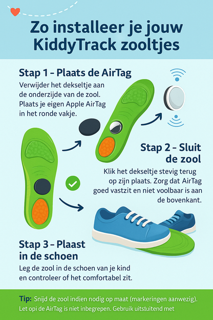 KiddyTrack® – Comfortzooltjes met AirTag-houder voor kinderen
