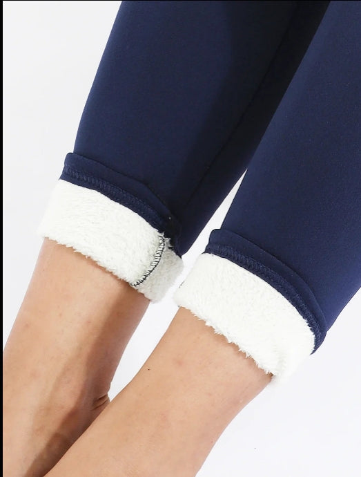 Dames Hoge‐Taille Fleece-Gevoerde Leggings met Zakken – Warm & Stijlvol voor Herfst & Winter