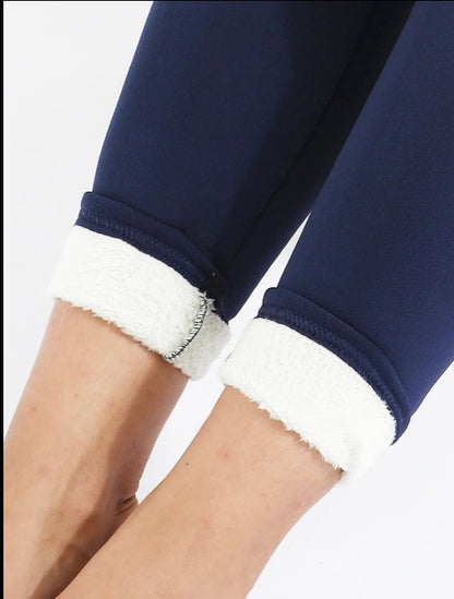 Dames Hoge‐Taille Fleece-Gevoerde Leggings met Zakken – Warm & Stijlvol voor Herfst & Winter